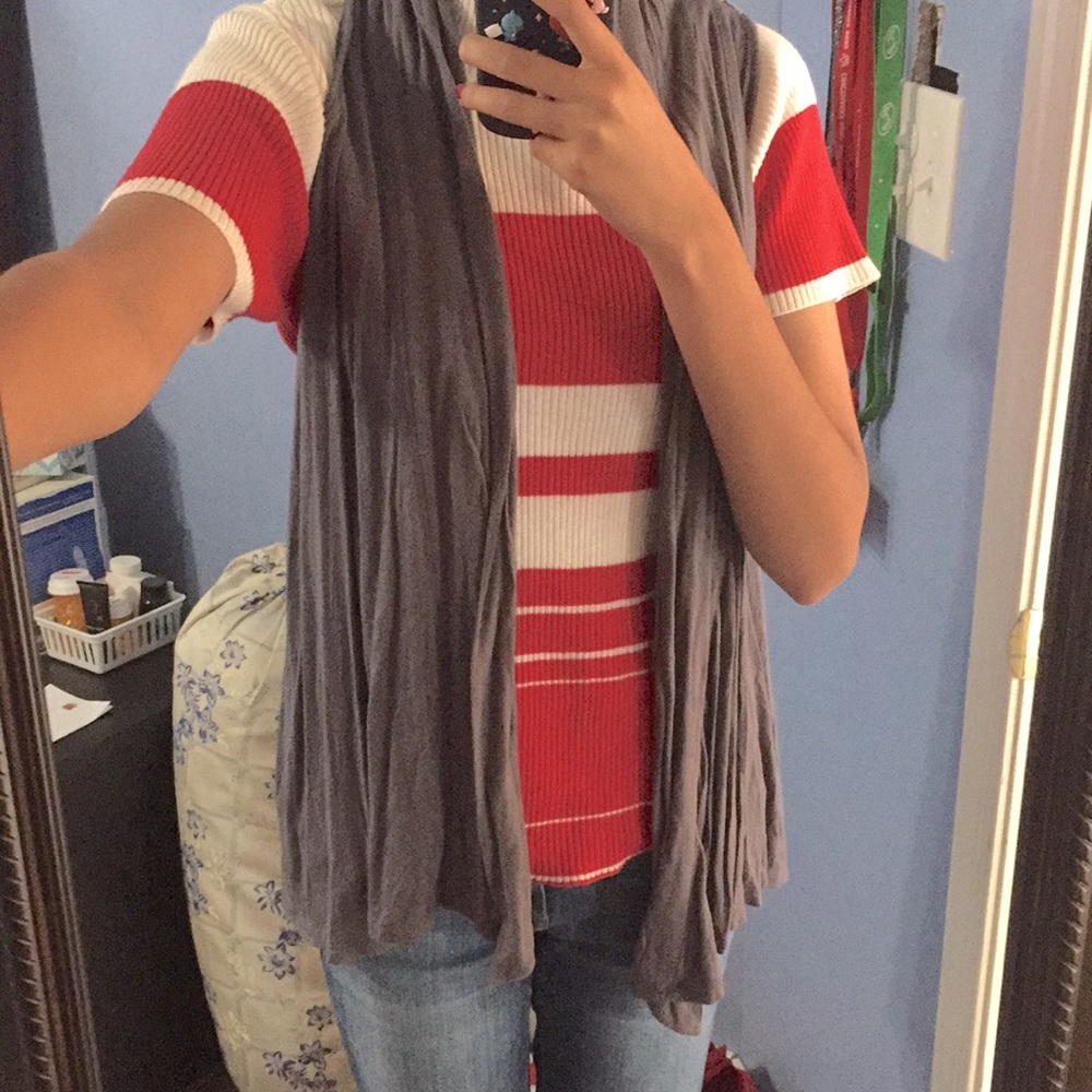 American Dream Medium Gray Tanked Cardigan